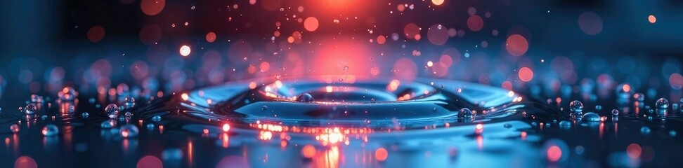 Obraz premium Water drops create a sparkling effect on glass, glossy finish, water droplets, puddle