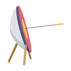 Archery practice or training. Successfully hitting the target. Vector artwork depict success, achievement or accomplishment