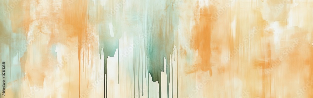 Poster Soft pencil strokes blend in muted amber from dripping hues to create a harmonious abstract composition