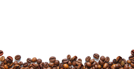 Fresh Coffee Beans Isolated on White Background