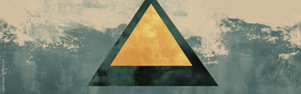 Aufkleber bold pencil drawing featuring negative space design highlighting a golden triangle against textured 