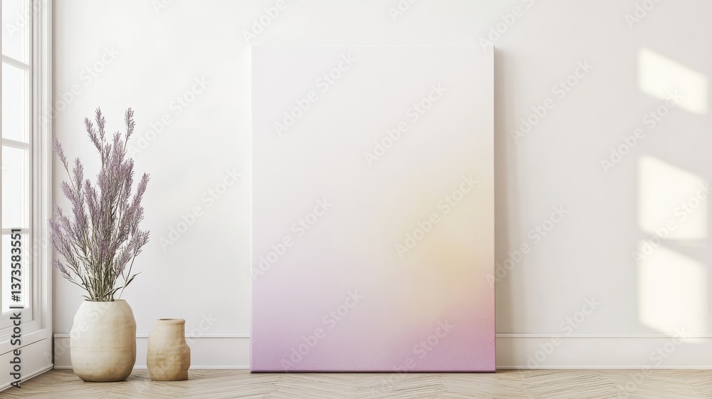 Poster Delicate minimalist artwork displayed in a serene interior setting with soft light filtering through windows