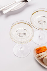 Pairing of champagne and delicate macaroons