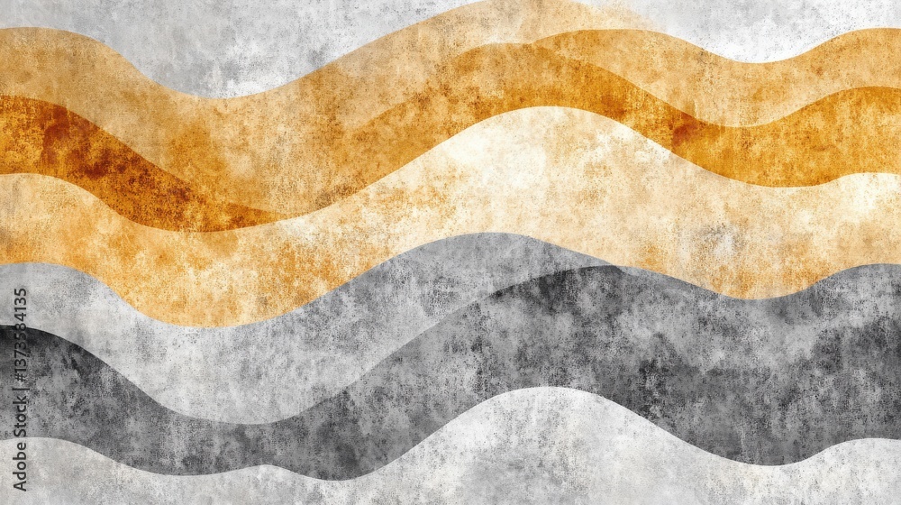 Poster minimalist composition of flowing pencil strokes in warm tones against a textured background