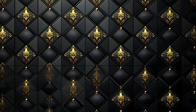 Fototapeta Luxurious Black & Gold Wall Pattern