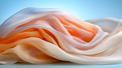 Fototapeta premium Abstract Draped Fabric Orange, White, and Blue Hues