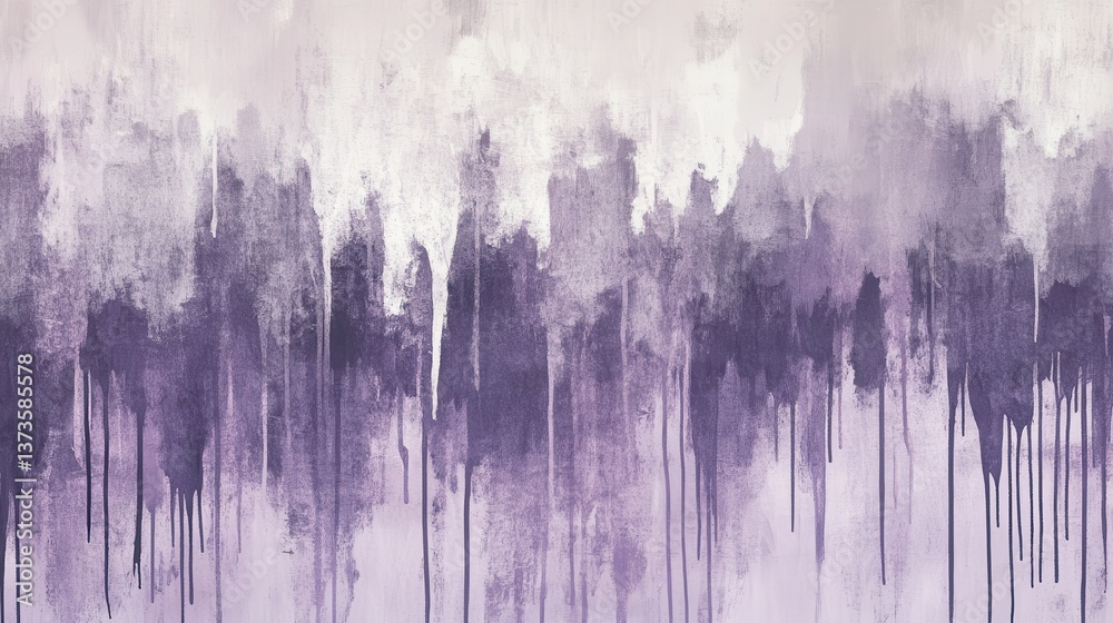 Poster Elegant backdrop with pencil strokes and dripping effects creates a serene atmosphere in soft purple tones