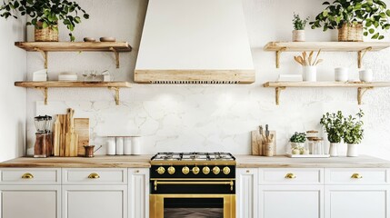 Farmhouse Kitchen Interior Wall Mockup 3D Render Showcase