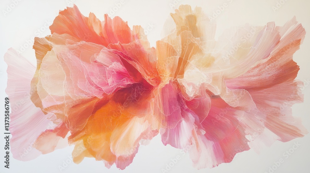 Aufkleber elegant amber and pink radiating strokes create a stunning abstract artwork that captivates the view