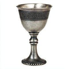 a vintage silver goblet with engraved runes