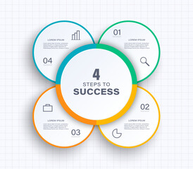 4 Steps Infographic Circular Template with Icons and Text for Business Reports or Presentations