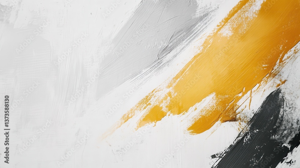 Aufkleber abstract white composition featuring soft pencil strokes with hints of gold and gray contrasting wit