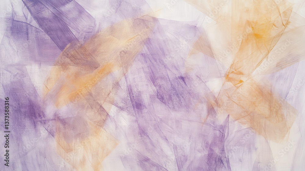 Poster abstract translucent layers of pencil strokes create a soft, textured artwork in hues of purple and 