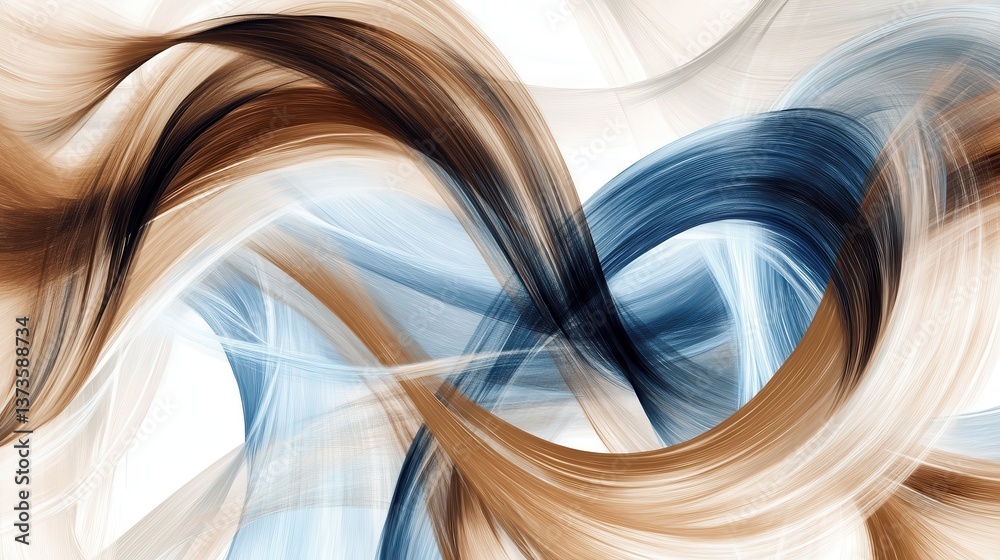 Poster Abstract pencil strokes create swirling patterns in muted brown hues emphasizing fluidity and motion