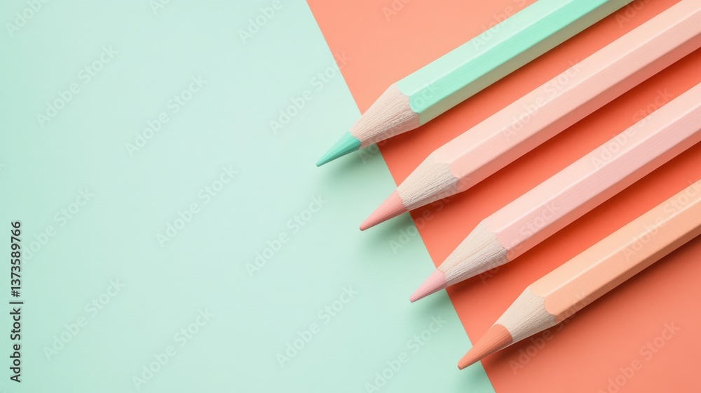 Poster abstract design featuring colorful pencil strokes against a soft pastel background highlighting crea
