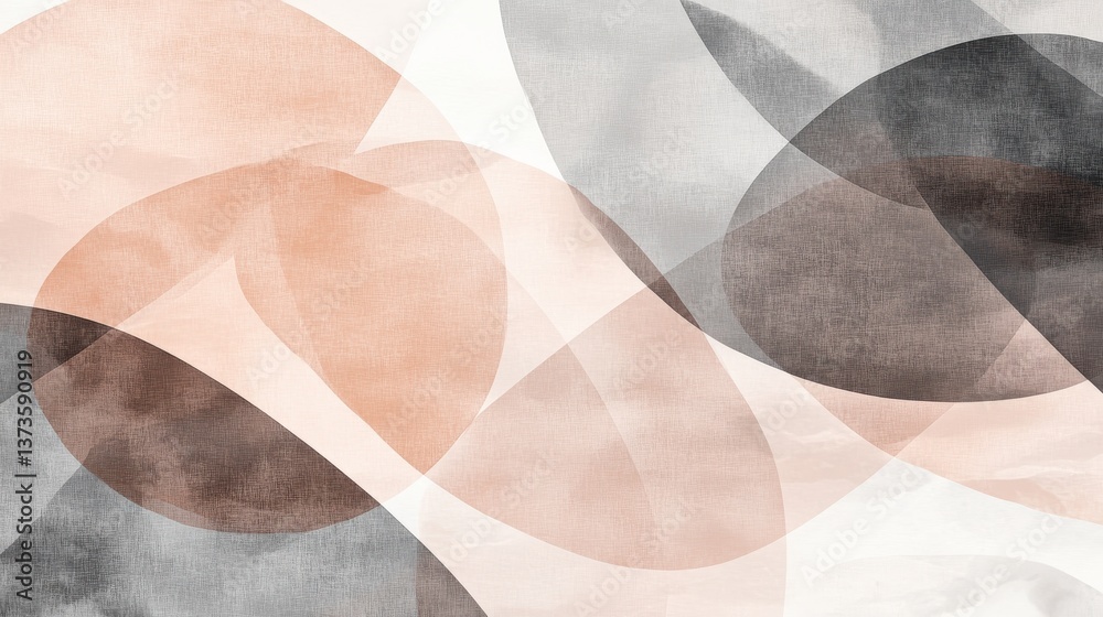 Poster Abstract pencil strokes create a unique backdrop showcasing overlapping shapes in soft hues and contrasting tones