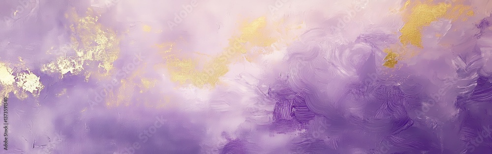 Poster abstract oil brush strokes in shades of purple and gold creating a calming and harmonious atmosphere