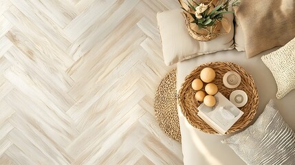 3. A flat lay of light pine wood planks arranged in a seamless, continuous tile pattern with warm tones.