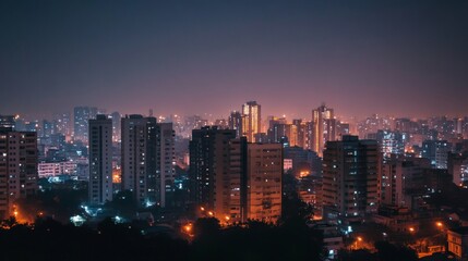 cityscape of global capability centres, low rise buildings with 3-4 floors only, clean, minimal, clutter free, Indian setup, clear sky, night view 
