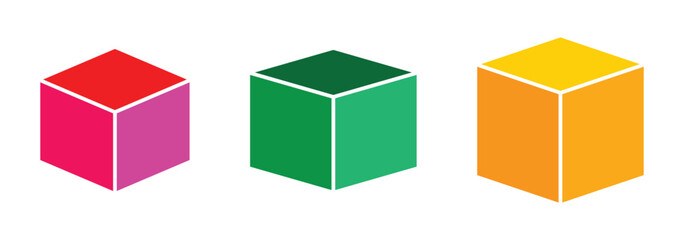 Set of cubes icon. Set of 3d cube symbols on white background for web and app design. Vector illustration. EPS 10