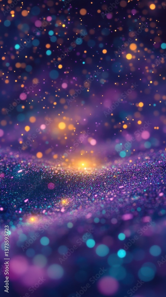 Aufkleber vibrant bokeh design with royal purple hues and shimmering lights creating a magical atmosphere