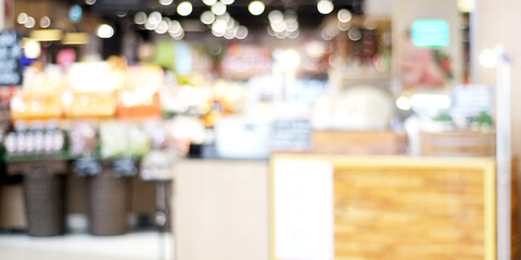 Blurred background, blur grocery supermarket at shopping mall background, business concept
