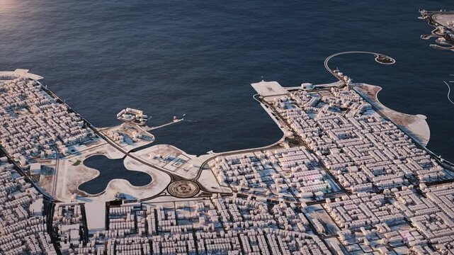3D Realistic Saudi Arabia Map Dammam City Animation