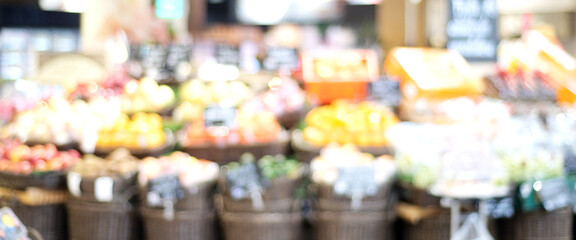 Blurred background, blur grocery supermarket at shopping mall background, business concept