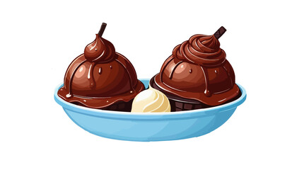 Two Creamy Chocolate Ice Cream Scoops Ready to Enjoy