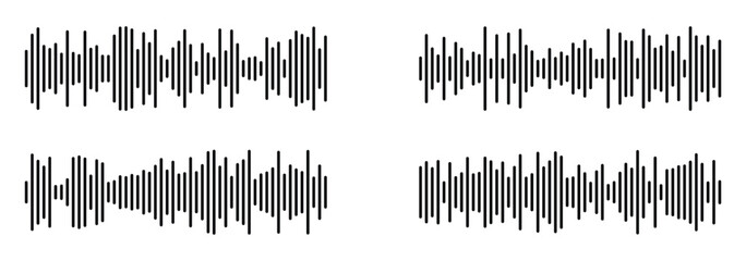 Audio waveform design for podcast and voice recordings. Equalizer visualization representing sound waves, music tracks, and speech audio. Vector illustration.