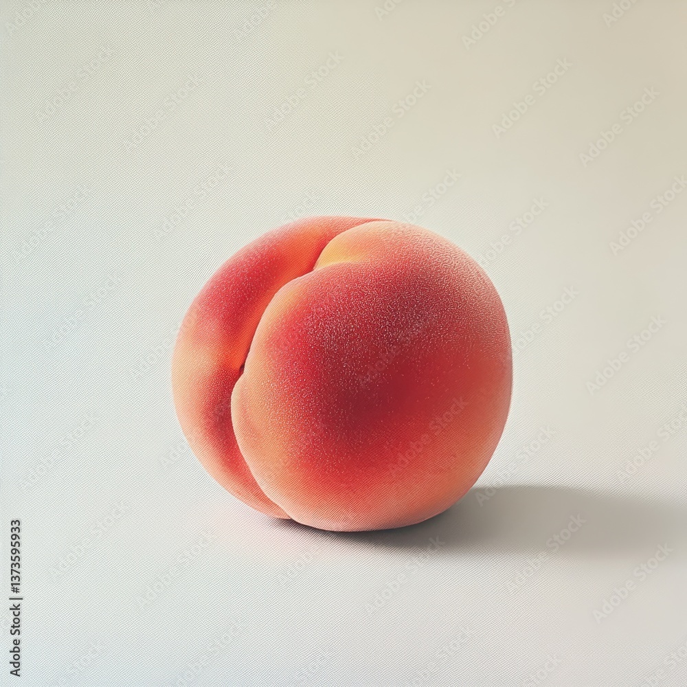 Aufkleber ripe peach on a smooth surface highlighting its velvety texture and vibrant colors in a minimalist s