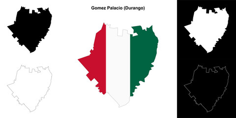 Gomez Palacio municipality (Durango) outline map set