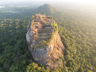 Sigiriya rock from aerial view
