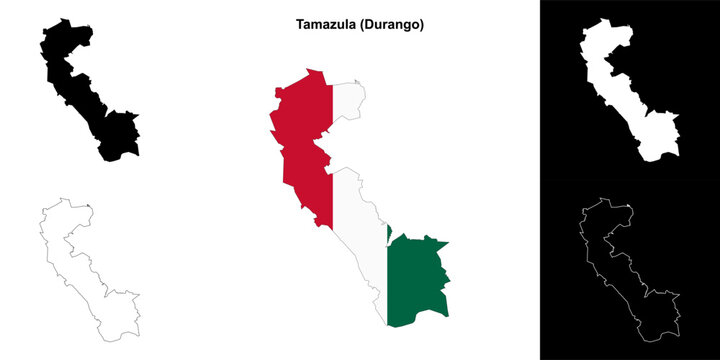 Tamazula municipality (Durango) outline map set