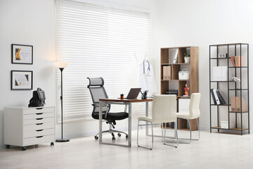 Doctor's workplace in medical office. Healthcare service