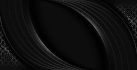 Modern abstract black paper realistic layered papercut decoration textured background