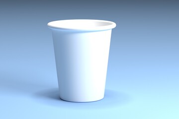 White paper cup isolated on white background, 3D rendering, Paper coffee cup