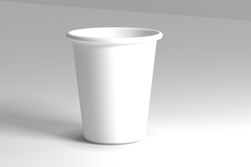 White paper cup isolated on white background, 3D rendering, Paper coffee cup