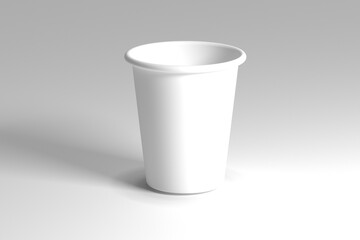 White paper cup isolated on white background, 3D rendering, Paper coffee cup