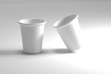 White paper cup isolated on white background, 3D rendering, Paper coffee cup