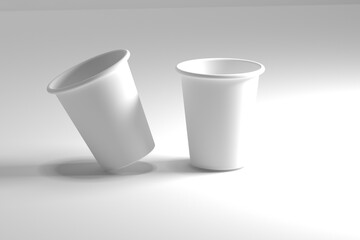 White paper cup isolated on white background, 3D rendering, Paper coffee cup