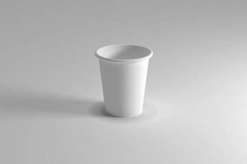 White paper cup isolated on white background, 3D rendering, Paper coffee cup
