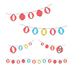 提灯のイラスト　ちょうちん　赤提灯　祭り　夏祭り　飾り　装飾　縁日　屋台　夜店　和　和風　灯り © yugoro