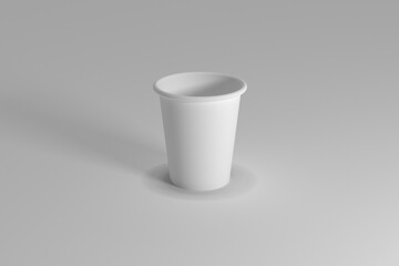 White paper cup isolated on white background, 3D rendering, Paper coffee cup