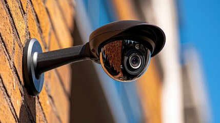 Home Security Camera on Brick Wall  Outdoor Surveillance  CCTV