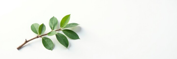 Fototapeta premium Single isolated branch with subtle shadows on white background, texture, wood