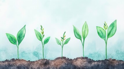 Watercolor Plant Growth Stages Illustration - Watercolor illustrations