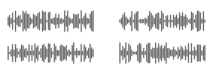 Sound wave icon. Sound wave or voice message icon. Music waveform, track radio play, audio equalizer line icon set vector on isolated background.