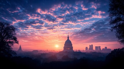 Fototapeta premium Majestic Capitol Hill Sunrise Cityscape Government Skyline USA