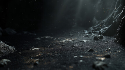 Dark textured surface with glowing orange sparks and dust